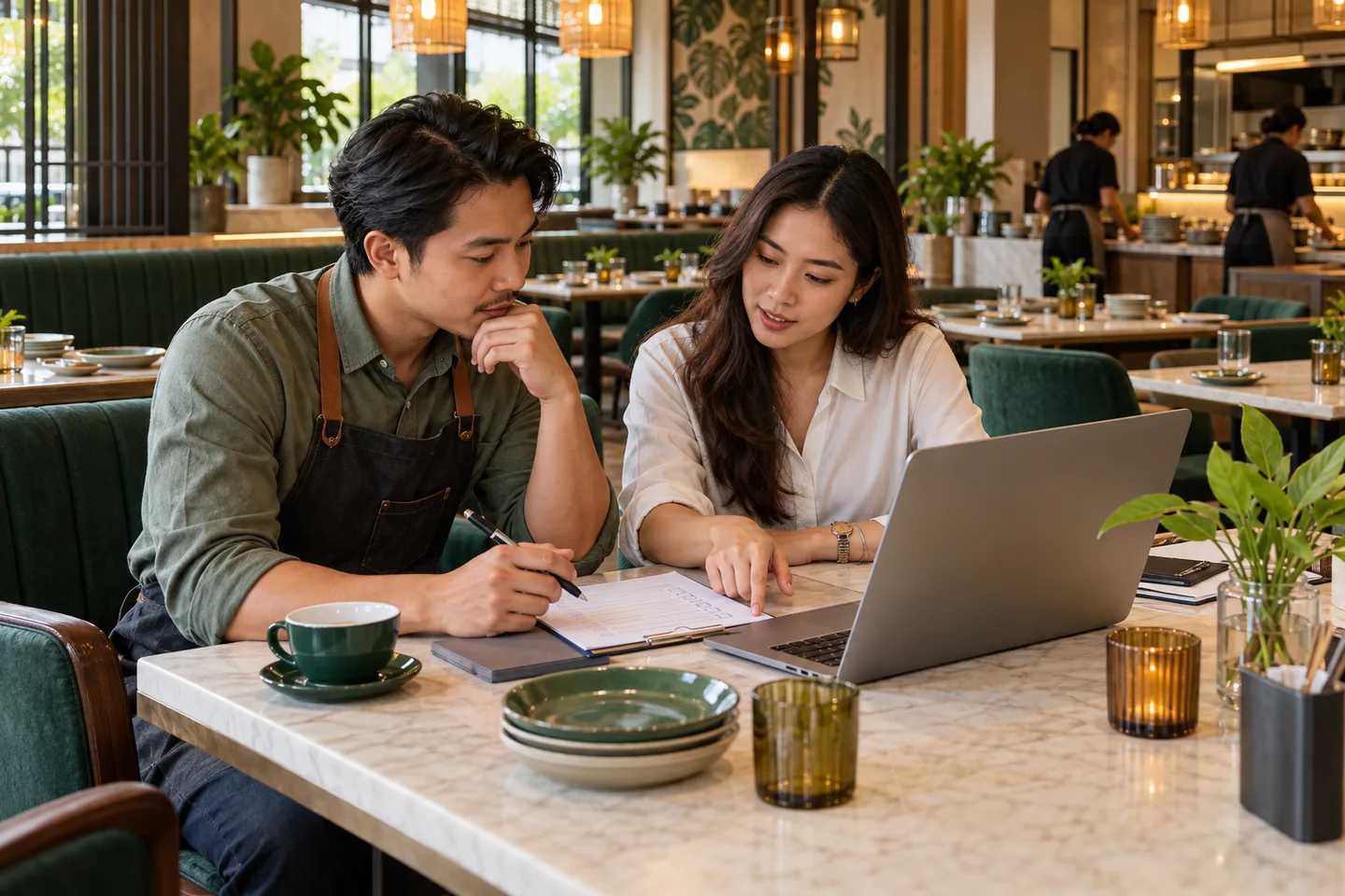 Illustration of an F&B business strategy discussion